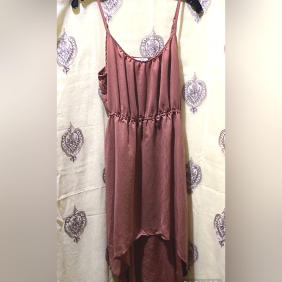 SILK COTTON ON HIGH LOW CINNAMON SLIP DRESS SZ M SCOOP NECK ADJUSTABLE STRAPS - Picture 1 of 11